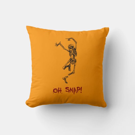 面白い踊るスケルトン Oh Snap クッション (正面)