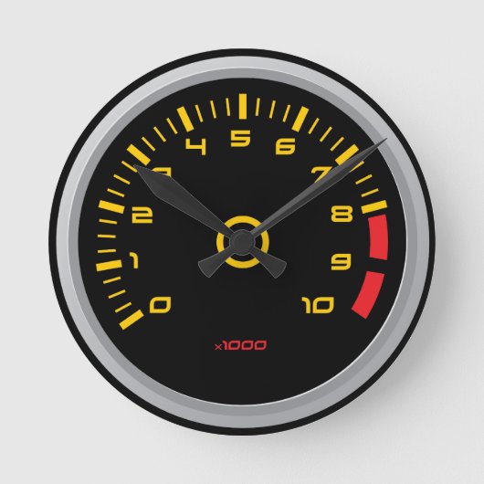 面白い車のRPMゲージ壁掛け時計 ラウンド壁時計 (正面)