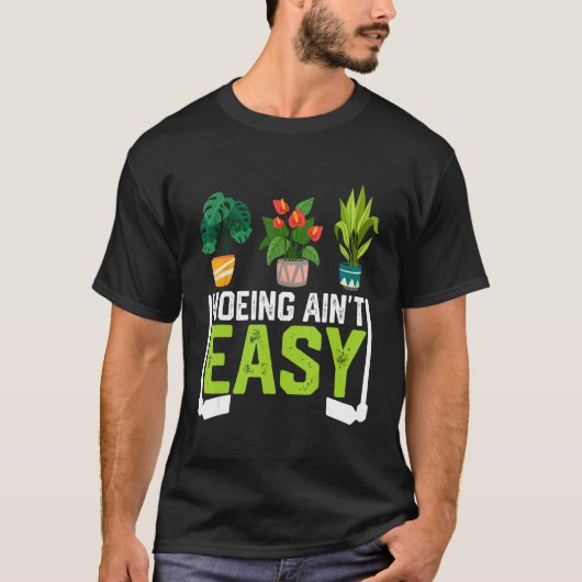 面白い農家の人のは耕しの難しさ 野菜の苗 Tシャツ (正面)