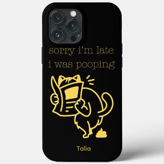 面白い遅刻の言い訳 うんこしてた 猫のイラスト Case-Mate iPhoneケース (裏面)