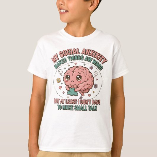 面白い過剰思考脳のキャラクター Tシャツ (正面)