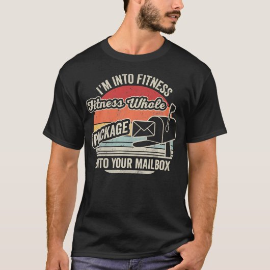 面白い郵便配達員のフィットネス レトロ郵便 Tシャツ (正面)