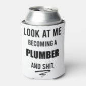 面白い配管工Tシャツ 配管工ギフト 配管工シャツ 缶クーラー (缶正面)