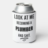 面白い配管工Tシャツ 配管工ギフト 配管工シャツ 缶クーラー (缶裏面)