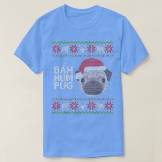 面白い醜いクリスマススウェーター バー ハム パグ 面白い犬 Tシャツ (デザイン正面)