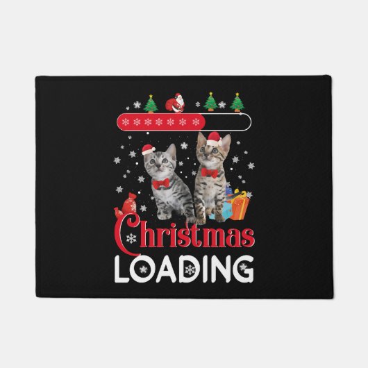 面白い醜いクリスマス猫 ドアマット (正面)