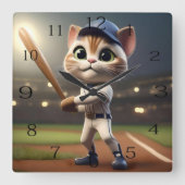 面白い野球ねこ, スクエア壁時計 (正面)
