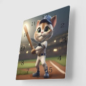 面白い野球ねこ, スクエア壁時計 (傾斜)