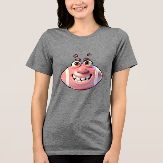面白い野球のキャラクター トライブレンドTシャツ (正面)