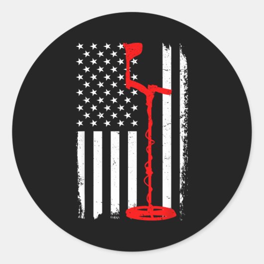 面白い金属探知機デザイン メンズ レディース メタル ラウンドシール (正面)