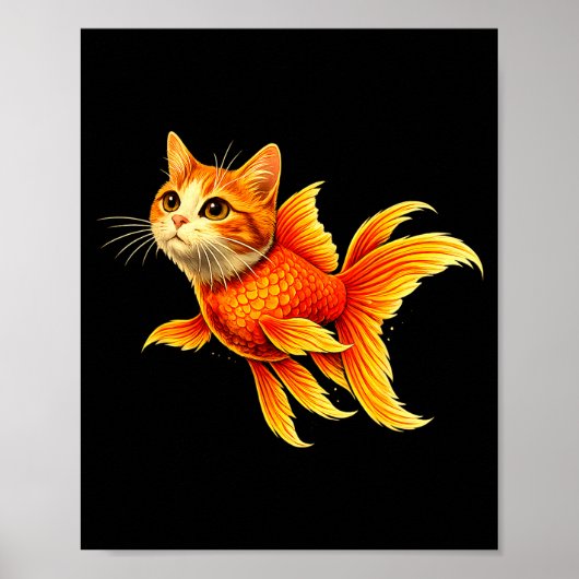 面白い金魚猫ハイブリッドかわいい動物のミーム ポスター (正面)