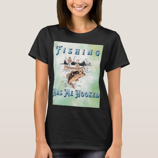 面白い釣りデザインギフトにハマってます、 Tシャツ (正面)