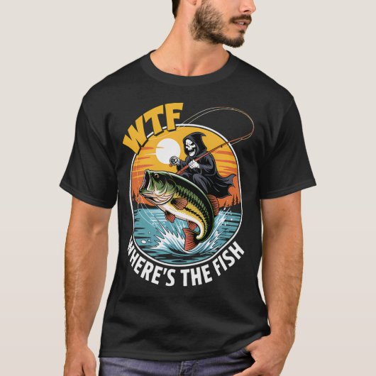 面白い釣りドクロジョーク Tシャツ (正面)