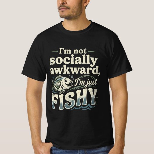 面白い釣りパロディ 私は人見知りではない  Tシャツ (正面)