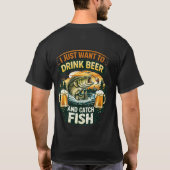 面白い釣り人 ビール愛好家 釣りユーモア Tシャツ (裏面)