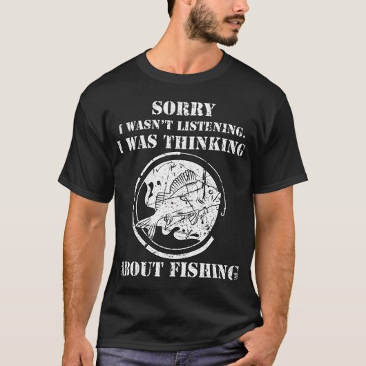 面白い釣り好きお父さんお祖父さんごめん今話せない Tシャツ (正面)