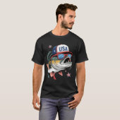 面白い釣り&フィッシャーマンギフト アメリカ国旗 Tシャツ (正面フル)