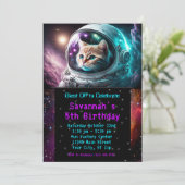 面白い銀河宇宙猫宇宙飛行士誕生日パーティー 招待状 (スタンド正面)