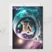 面白い銀河宇宙猫宇宙飛行士誕生日パーティー 招待状 (裏面)
