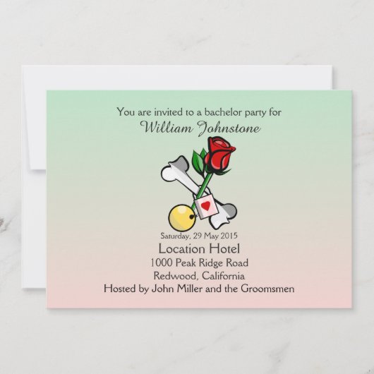 面白い鎖とボール 結婚前最後の男祭り招待状 招待状 (正面)