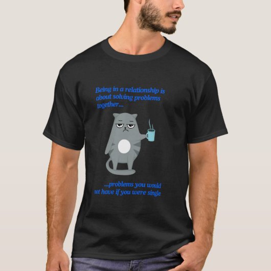 面白い関係の問題 グランピーな意地悪な猫のデザイン Tシャツ (正面)