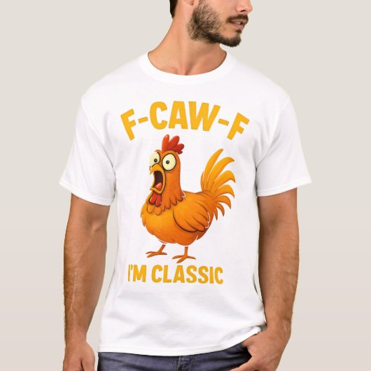 面白い雄鶏Tシャツ: F-CAW-F クラシックチキン、Fa Tシャツ (正面)