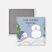面白い雪だるまのシーン マグネット (正面/裏面)