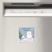 面白い雪だるまのシーン マグネット (インサイチュ (食洗機))