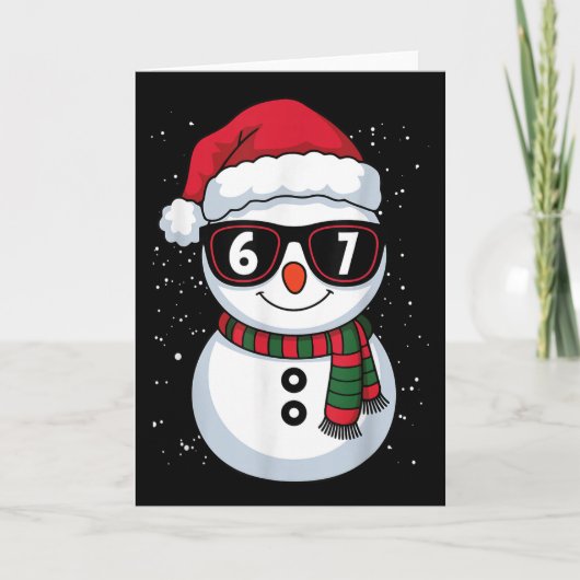 面白い雪だるま 6 7 クリスマス 67 ミーム 世代 アルファ カード (正面)