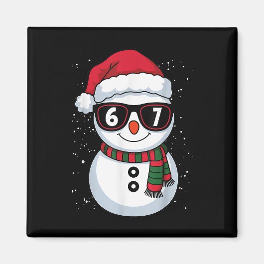 面白い雪だるま 6 7 クリスマス 67 ミーム 世代 アルファ マグネット (正面)