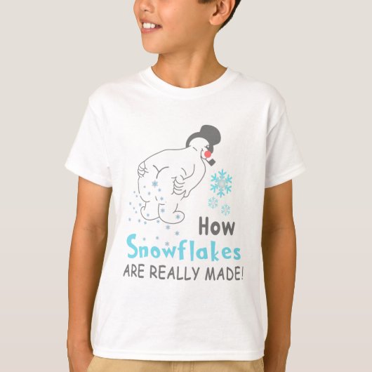 面白い雪 雪の結晶は本当はどうやってできるの? Tシャツ (正面)