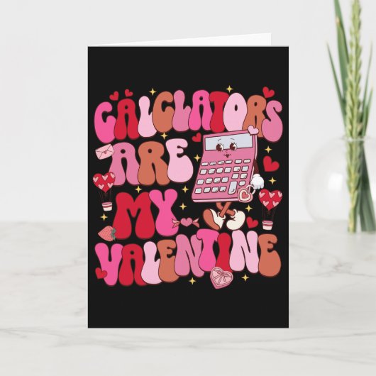 面白い電卓が私のバレンタイン数学の先生 カード (正面)