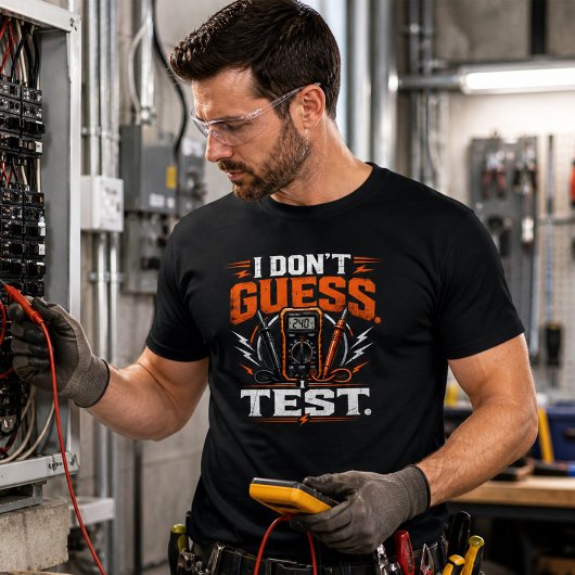 面白い電気技師Tシャツ 私は推測しません、私はテストします Tシャツ