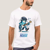 面白い青いベース奏者のキャラクター音楽 Tシャツ (正面)