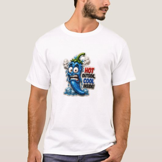 面白い青い唐辛子 Tシャツ (正面)