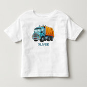 面白い青と黄色のダンプトラック トドラーTシャツ (正面)