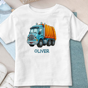 面白い青と黄色のダンプトラック トドラーTシャツ