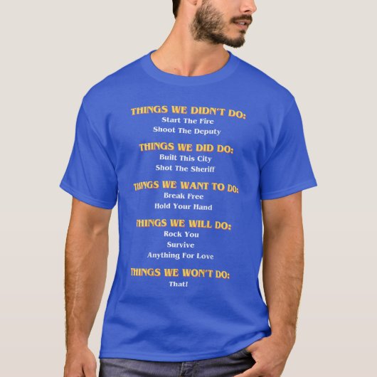 面白い音楽の歌詞 した できなかった 後ろ Tシャツ (正面)