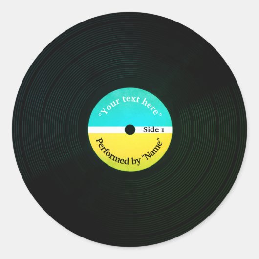 面白い音楽カバービニールのレコード板カバー ラウンドシール (正面)