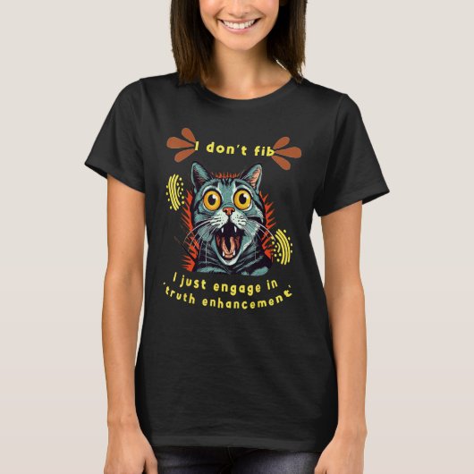 面白い顔の表情の猫 私は嘘をつかない Tシャツ (正面)
