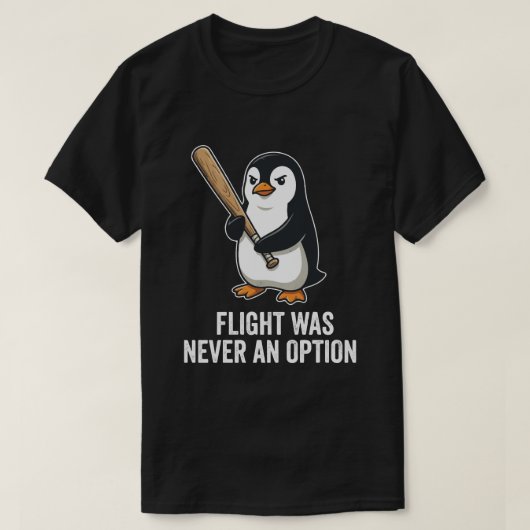 面白い飛べない鳥 ペンギンデザイン Tシャツ (デザイン正面)