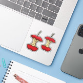 面白い食べたリンゴの芯 ビンテージ レトロ フルーツ パターン シール (ノートパソコンとiPhone)