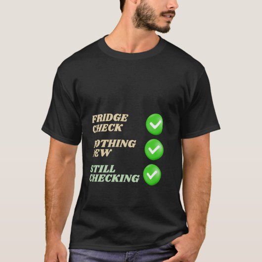 面白い食べ物ユーモア冷蔵庫チェック Tシャツ (正面)