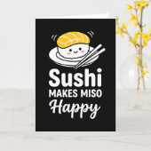 面白い食べ物好きの日本寿司は味噌を幸せにします カード (黄色い花)