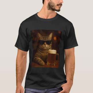 面白い飲酒猫のミーム 皮肉なユーモア ビール好き Tシャツ