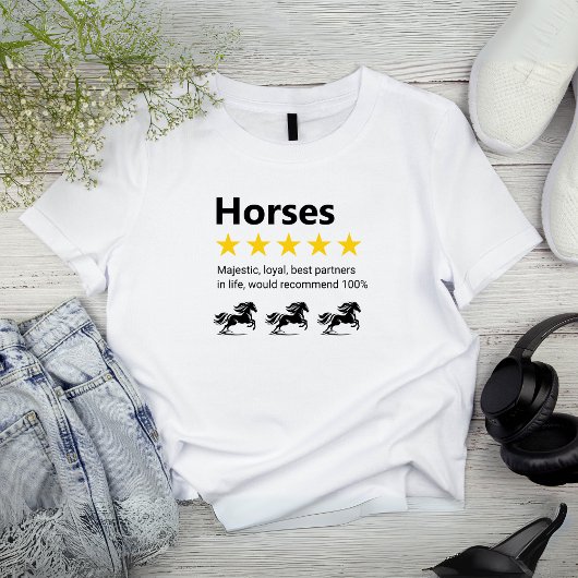 面白い馬の5つ星レビュー Tシャツ