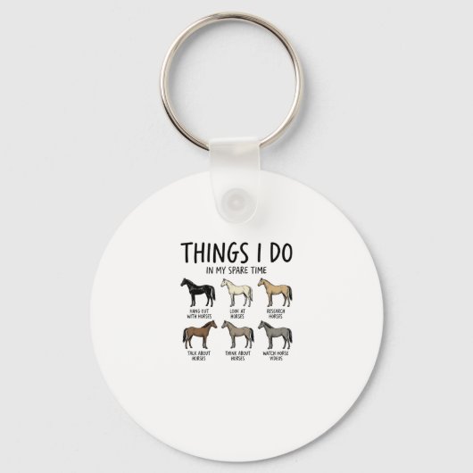面白い馬好きの人がやること ビンテージTシャツデザイン キーホルダー (正面)