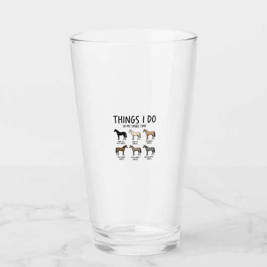 面白い馬好きの人がやること ビンテージTシャツデザイン タンブラーグラス (正面)