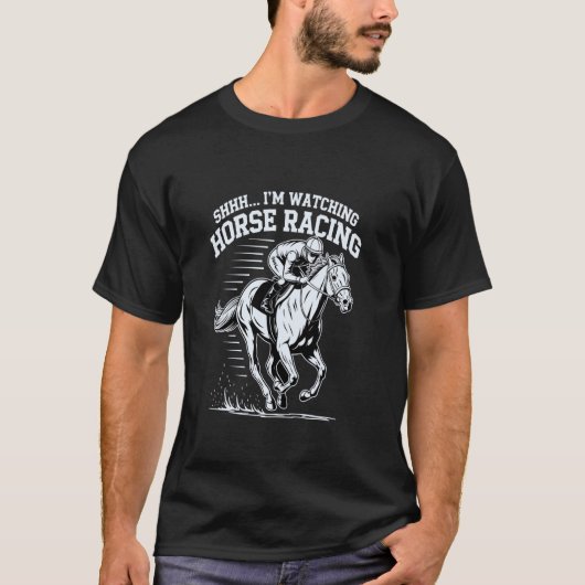 面白い馬術　静かに！競馬を見ているんです Tシャツ (正面)