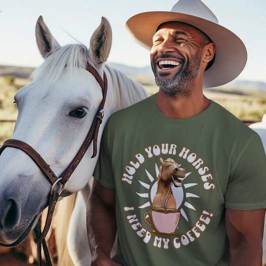 面白い馬 コーヒー好き ユーモア Tシャツ